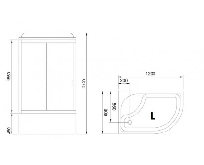 Душевая кабина Royal Bath RB 8120BK5-WT 120х80 см, с прозрачными стеклами, левосторонняя