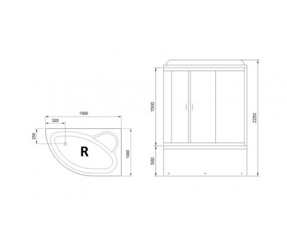 Душевая кабина Royal Bath RB 150ALP-T 150х100 см, с прозрачными стеклами, правосторонняя