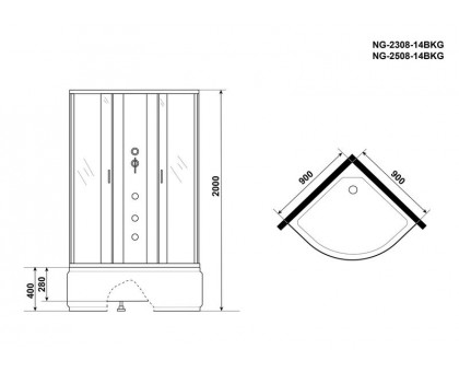 Душевая кабина Niagara NG-2508-14BKG 90х90 см, с тонированными стеклами