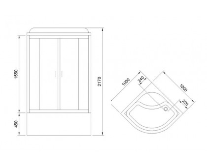 Душевая кабина Royal Bath RB 100NRW-T-CH 100х100 см, с прозрачными стеклами