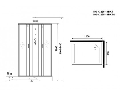 Душевая кабина Niagara NG-43295-14QBKTG 120х90 см, с матовыми стеклами