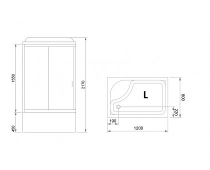 Душевая кабина Royal Bath RB 8120BP5-BT 120х80 см, с прозрачными стеклами , левосторонняя