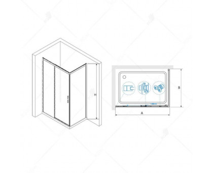 Душевой уголок RGW LE-41B (LE-12B + Z-22B) 190x100, прозрачное стекло