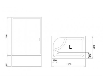 Душевой уголок Royal Bath RB 8120BP-C-CH 120х80 см, с матовыми стеклами, левосторонний