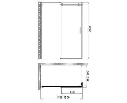 Душевой уголок Gemy Modern Gent S25191B-A6-90 150х90 см