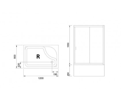 Душевой уголок Royal Bath RB 8120BP-T-CH 120х80 см, с прозрачными стеклами, правосторонний