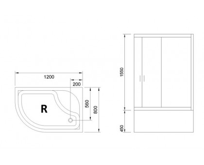 Душевой уголок Royal Bath RB 8120BK-T 120х80 см, с прозрачными стеклами, правосторонний