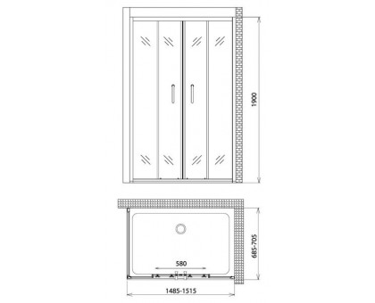 Душевой уголок Gemy Victoria S30192A-A70 150х70 см